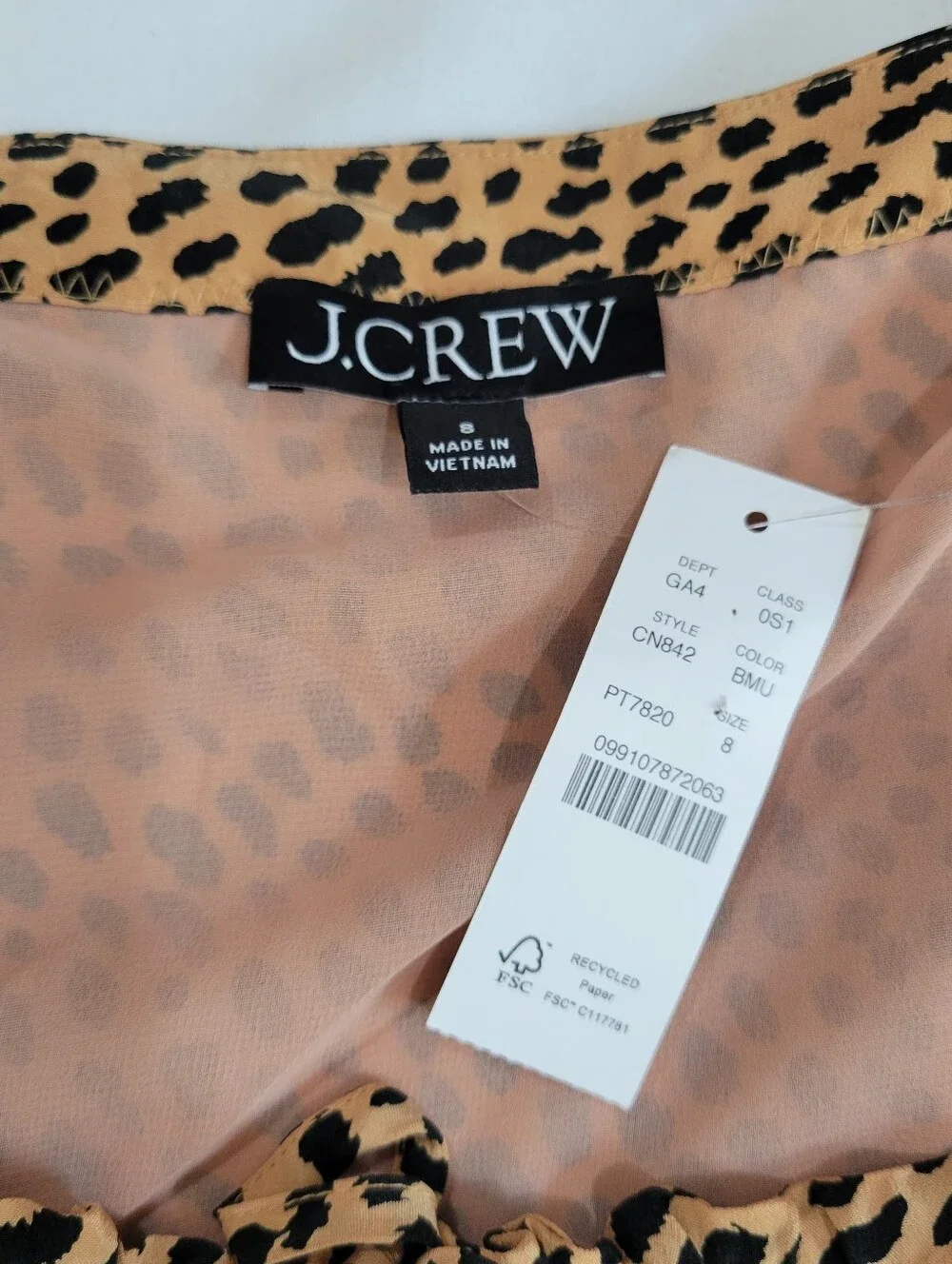 J Crew Squareneck slip dress in spot print CN842 Size 8 NWT
